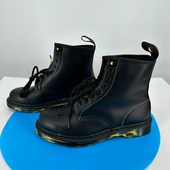 New with Tag, Dr. Martens 1460 Smooth Black Leather Marbled Yellow Men\'s Sz 8